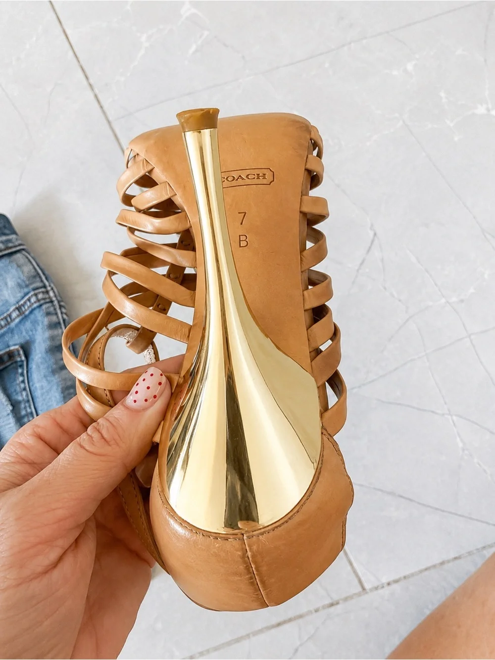 Coach Strappy Gold Heel Sandals – Size 7B